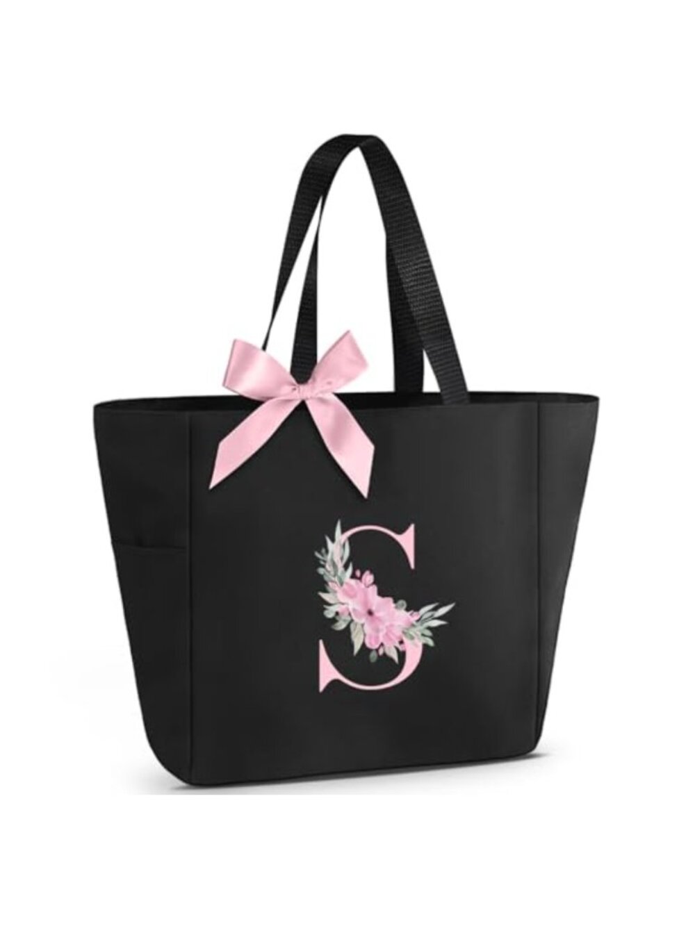 Waterproof Nylon Tote Bag with Removable Bow, Zipper Closure, Personalized